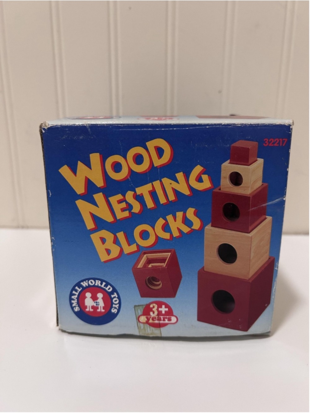 Vintage Small World Toys Wood Nesting Blocks 5pc Red Stacking Toy Set 1997